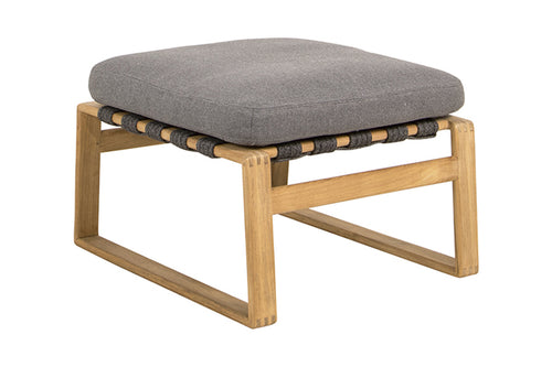 Endless Soft Footstool by Cane-Line - Dark Grey Soft Rope/Teak/Grey AirTouch Cushion Set.