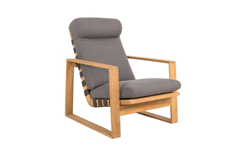 Endless Soft Highback Chair by Cane-Line - Dark Grey Soft Rope/Teak/Grey AirTouch Cushion Set.