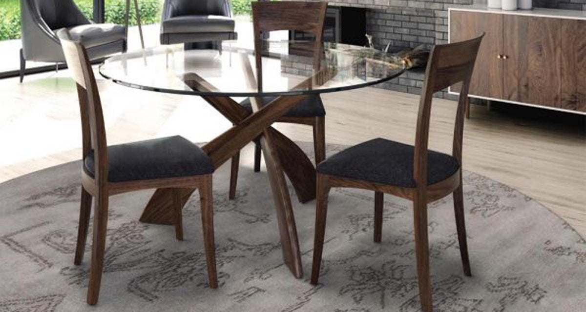 Entwine Chat Height Round Glass Top Table by Copeland Furniture, showing entwine chat height round glass top table in live shot.