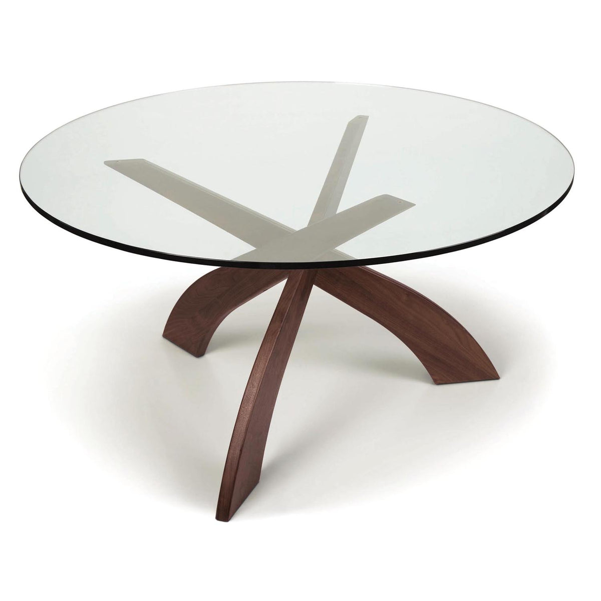 Entwine Chat Height Round Glass Top Table by Copeland Furniture, showing top view of entwine chat height round glass top table.