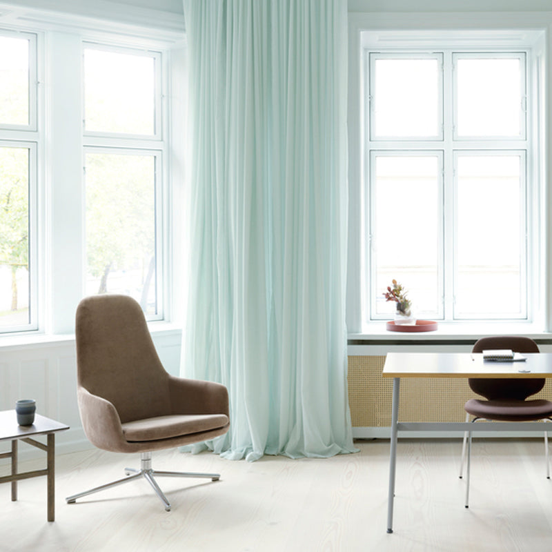 Era Lounge Swivel Alu Chair by Normann Copenhagen, showing era lounge swivel alu chair in live shot.