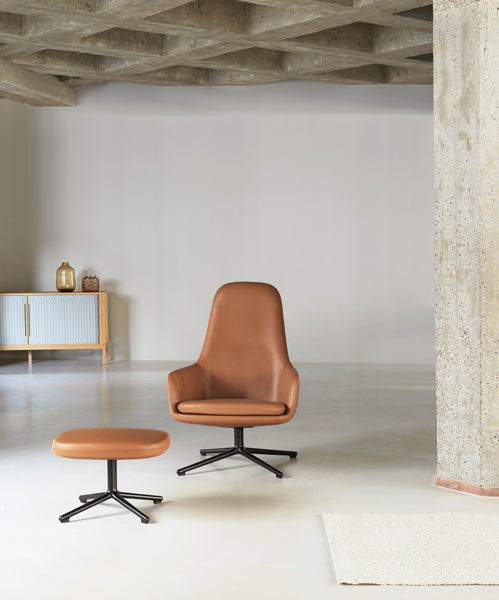Era Lounge Swivel Alu Chair by Normann Copenhagen, showing era lounge swivel alu chair in live shot.