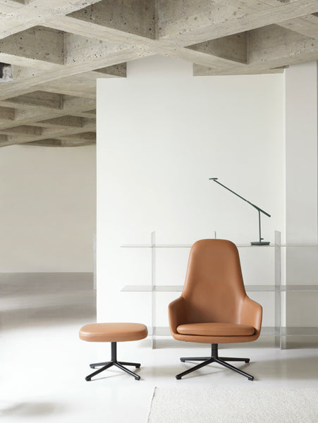 Era Lounge Swivel Alu Chair by Normann Copenhagen, showing era lounge swivel alu chair in live shot.