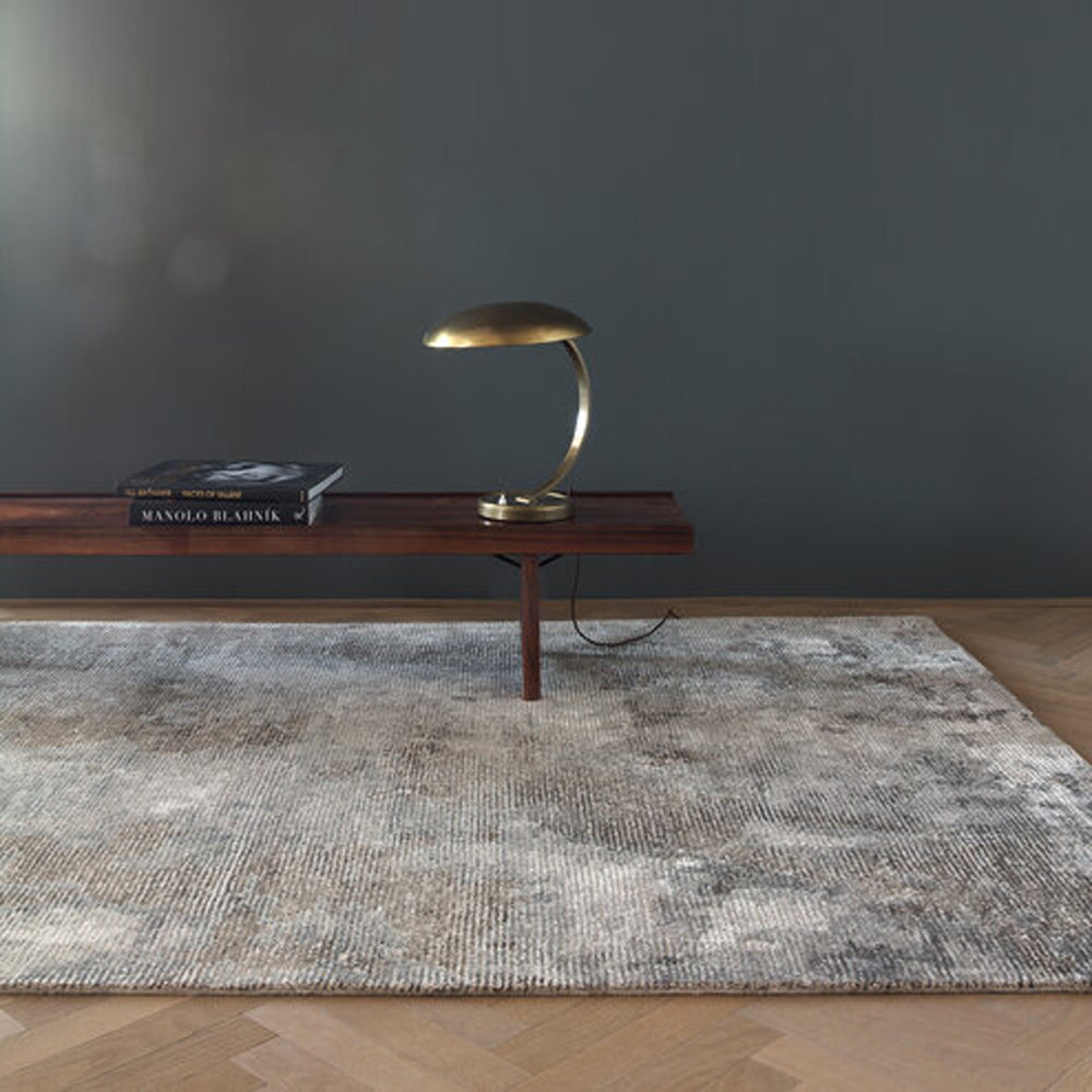 Erode Hand Tufted Rug by Ligne Pure, showing closeup view of erode hand tufted rug in live shot.