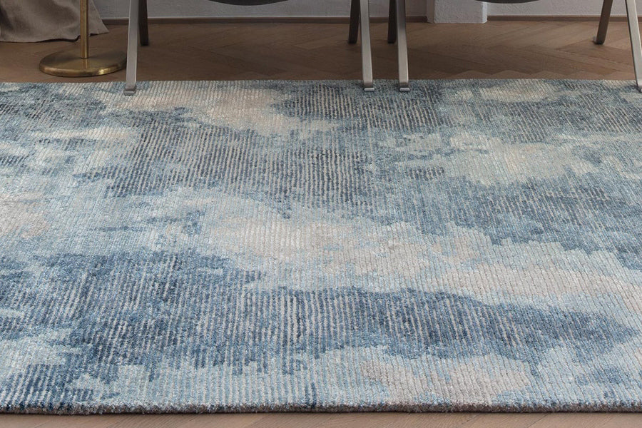 Erode Hand Tufted Rug by Ligne Pure, showing closeup view of erode hand tufted rug in live shot.