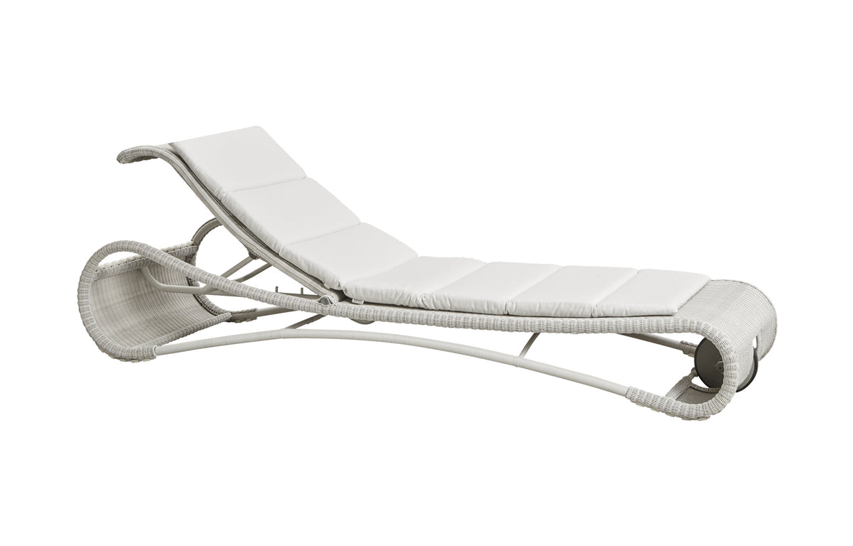 Escape Sunbed by Cane-Line - White Grey Fiber Weave, White Natte Cushion w/QuickDry & Airflow System.