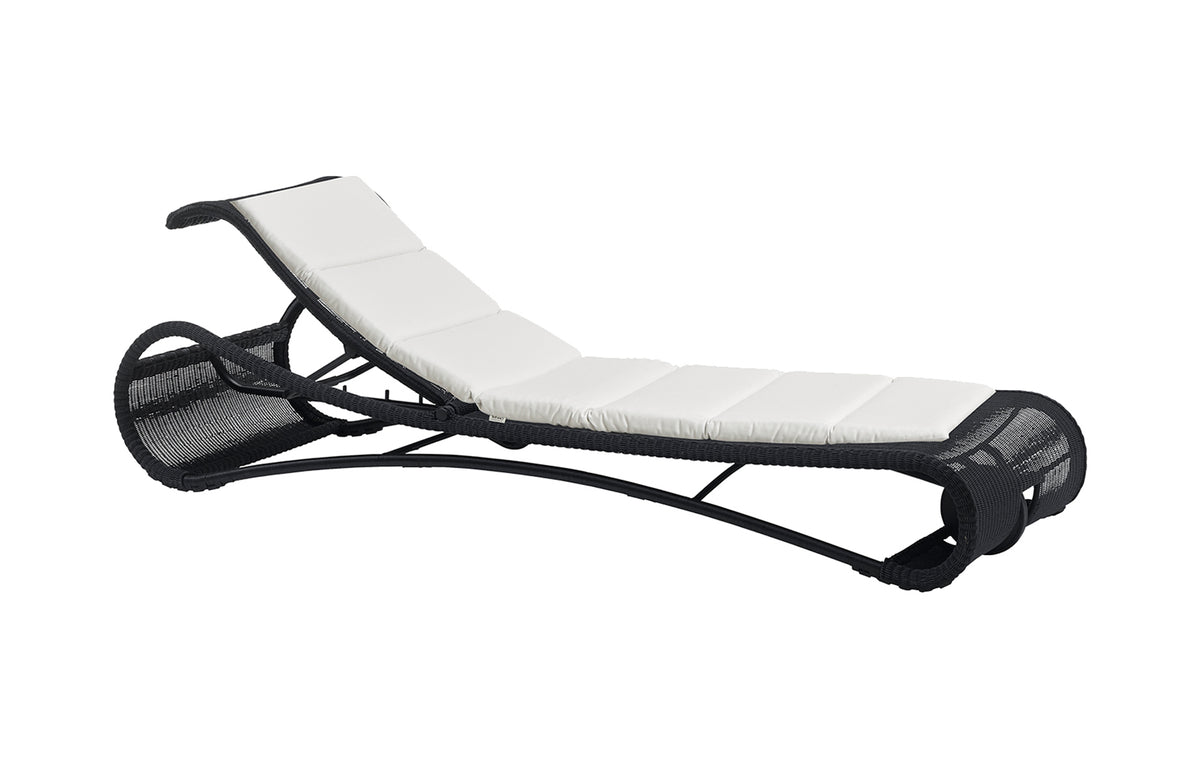Escape Sunbed by Cane-Line - Black Fiber Weave, White Natte Cushion w/QuickDry & Airflow System.