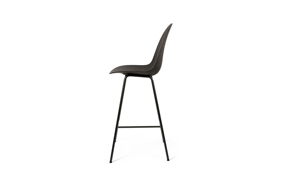 Eternity High Stool by Mater, showing side view of eternity high stool in black coffee waste/black aluminum.