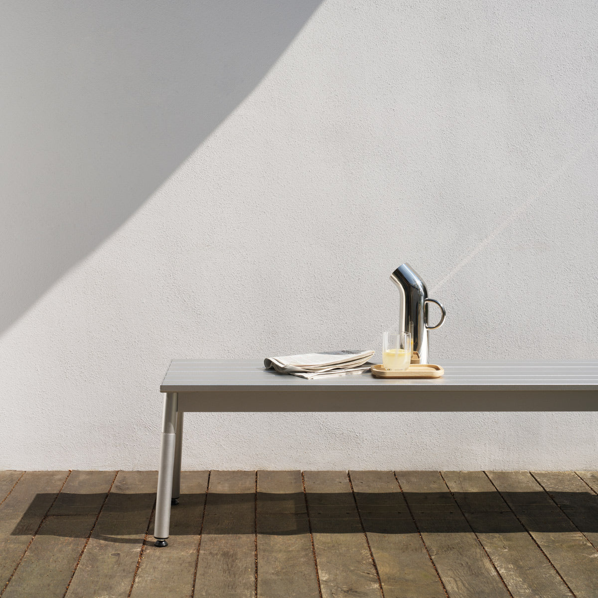 Ex Bench by Normann Copenhagen, showing closeup view of ex bench in live shot.