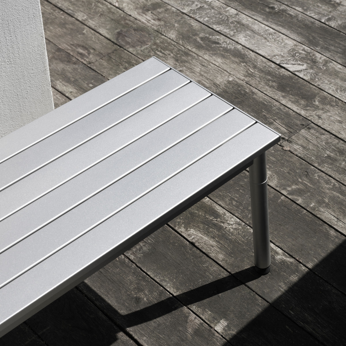 Ex Bench by Normann Copenhagen, showing closeup view of ex bench in live shot.