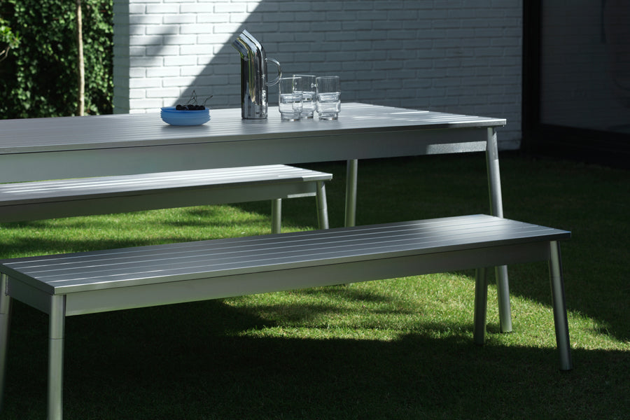 Ex Bench by Normann Copenhagen, showing closeup view of ex benches in live shot.