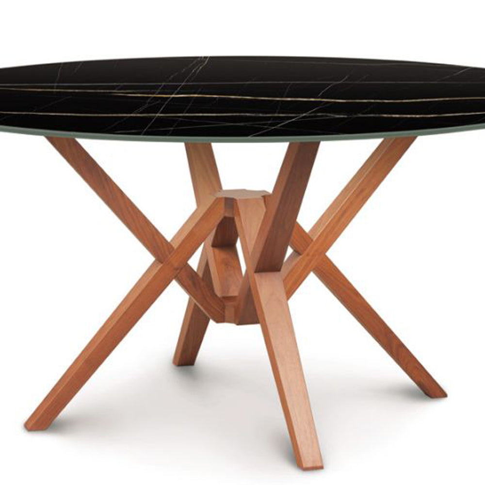 Exeter Round Sintered Stone Top Dining Table by Copeland Furniture, showing closeup view of exeter round sintered stone top dining table.