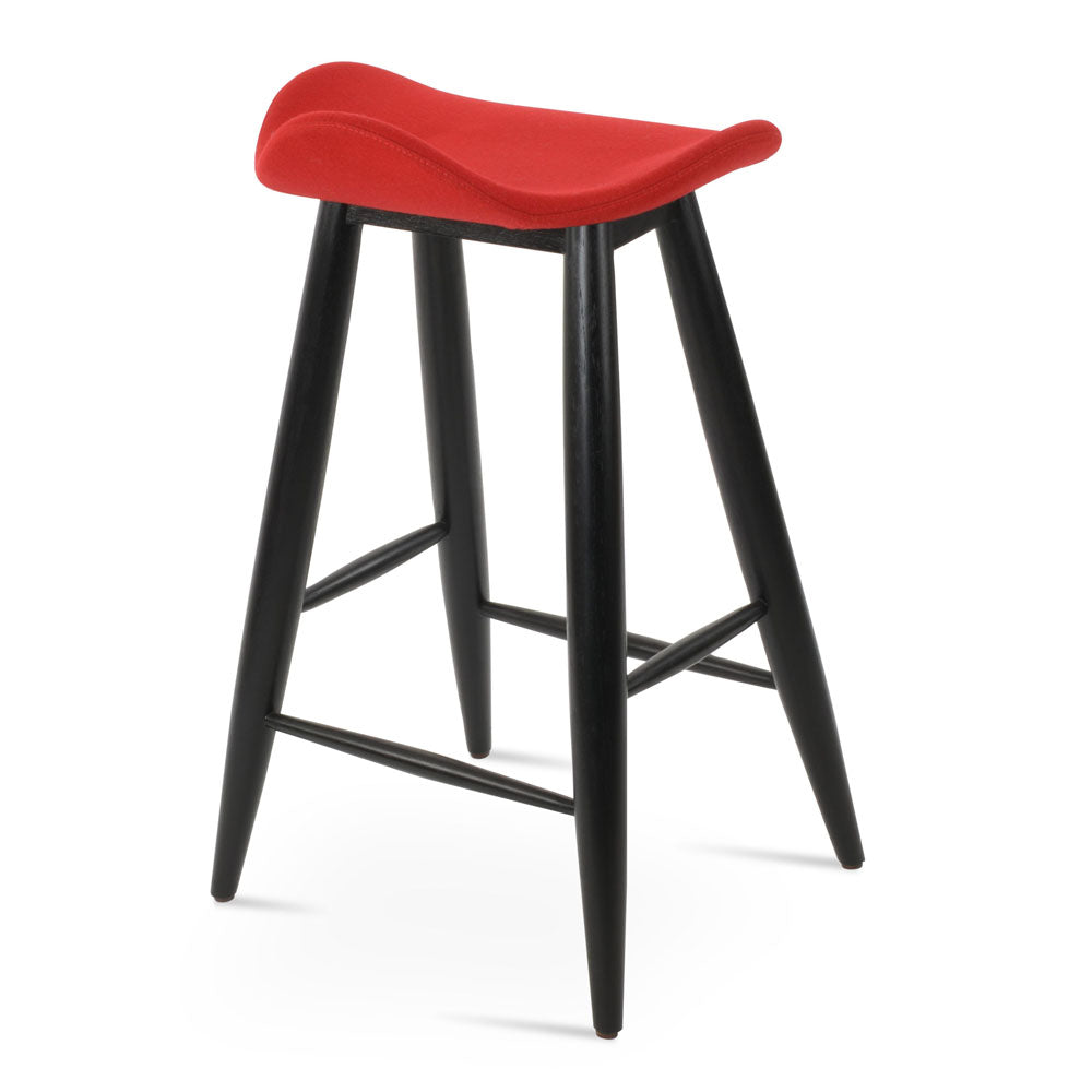 Falcon Baba Wood Stool by SohoConcept, showing back view of falcon baba wood stool.