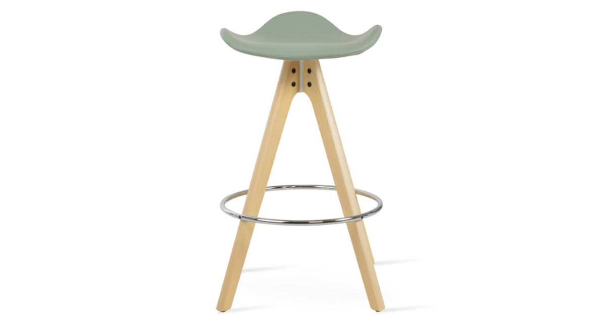 Falcon Pyramid Swivel Wood Stool by SohoConcept, showing front view of falcon pyramid swivel wood stool.