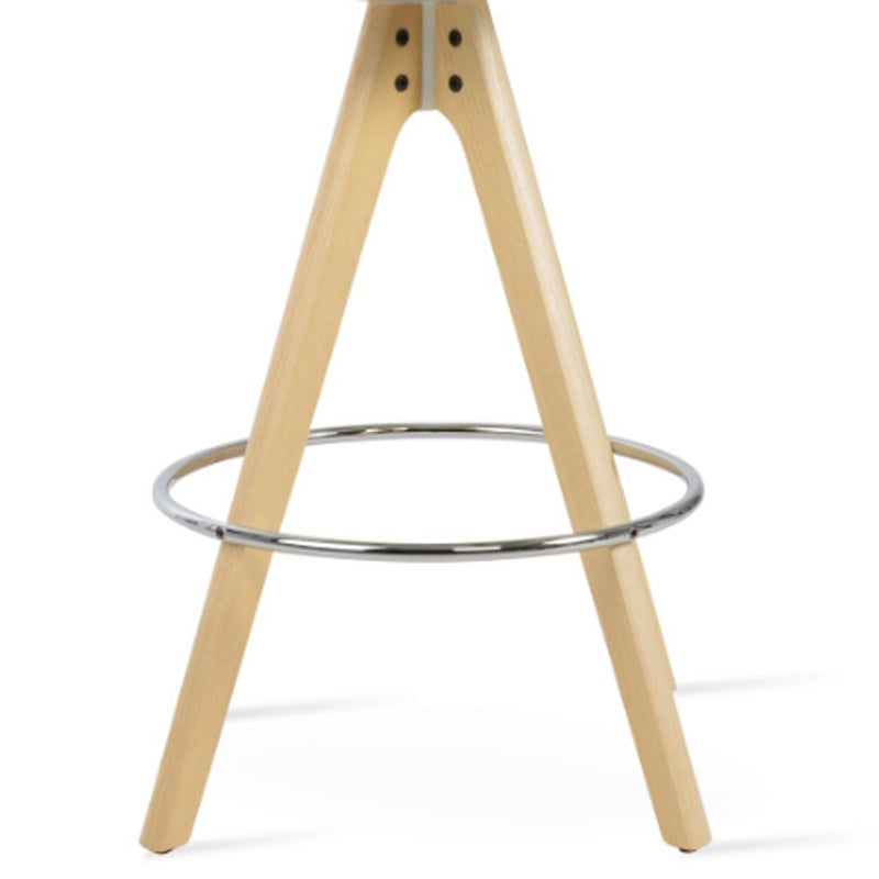 Falcon Pyramid Swivel Wood Stool by SohoConcept, showing closeup view of falcon pyramid swivel wood stool.