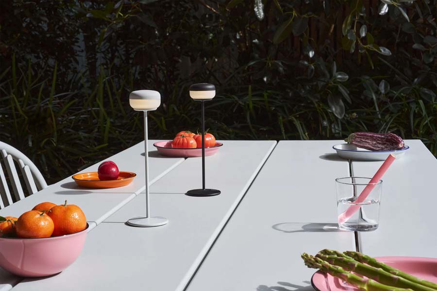 Cherrio Table Lamp by Fatboy, showing cherrio table lamp in live shot.