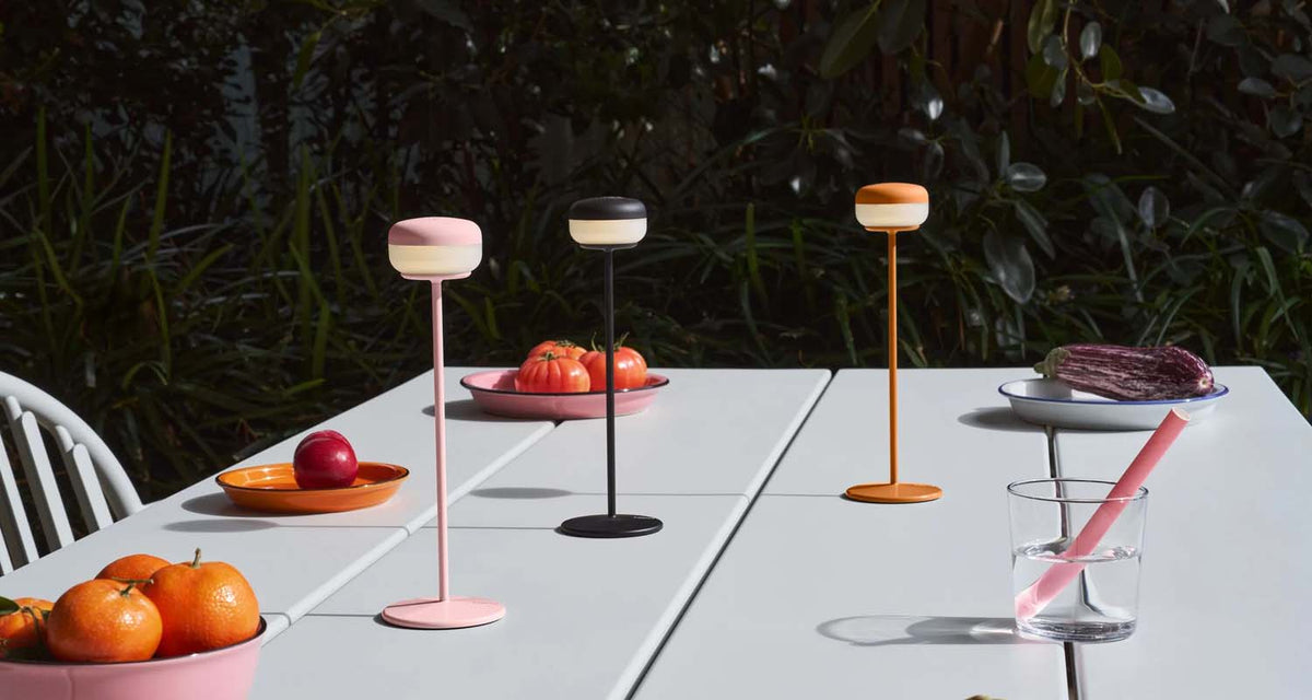 Cherrio Table Lamp by Fatboy, showing cherrio table lamp in live shot.
