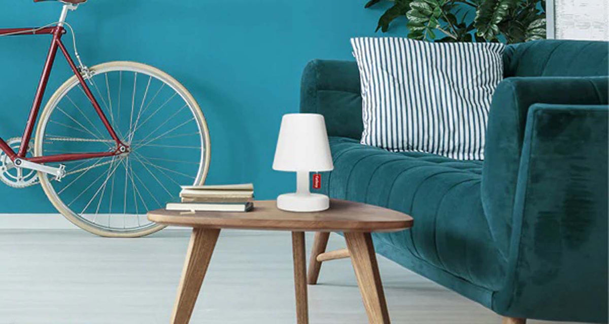 Edison The Petit Table Lamp by Fatboy, showing edison the petit table lamp in live shot.