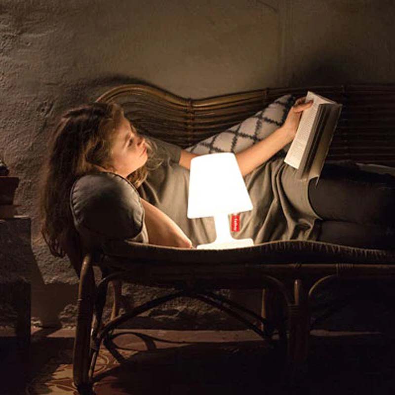 Edison The Petit Table Lamp by Fatboy, showing edison the petit table lamp in live shot.