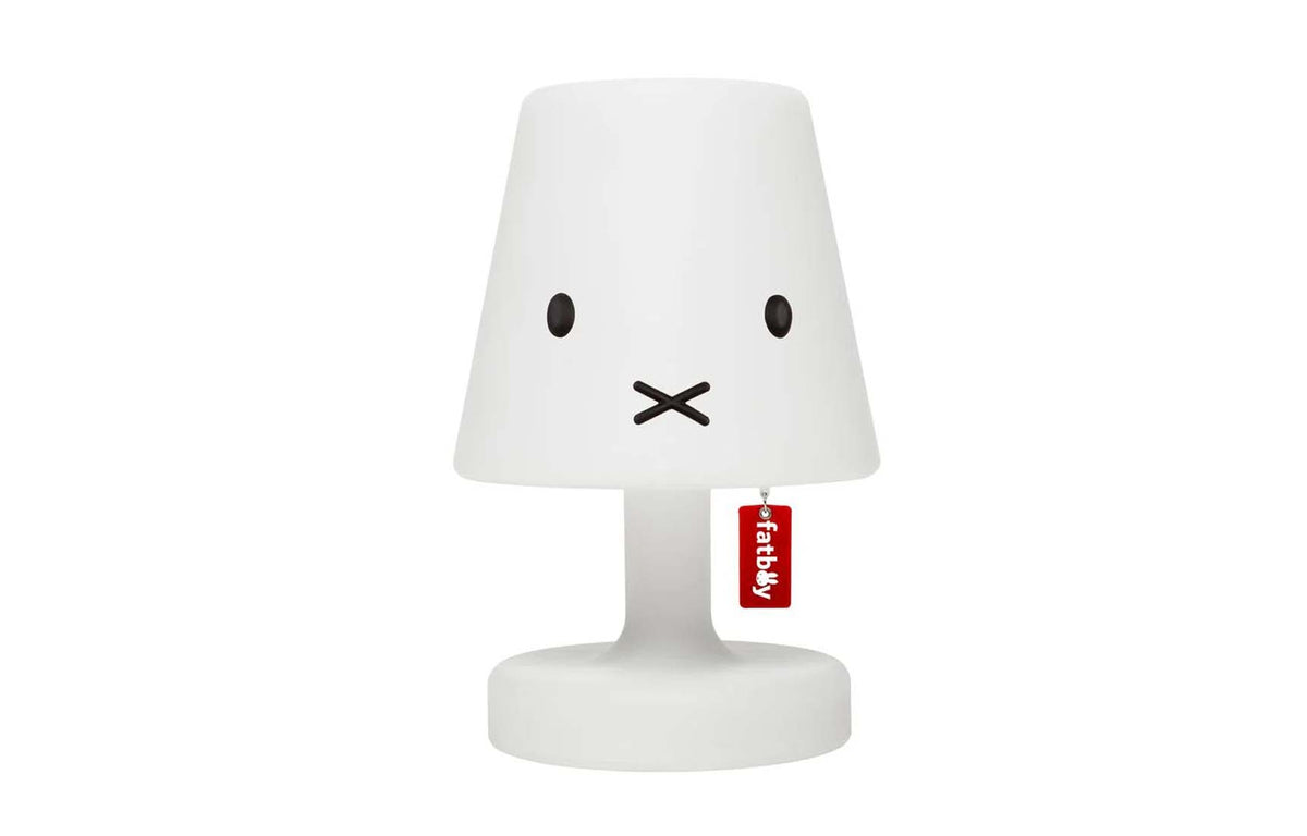Edison the Petit x Miffy Portable Lamp by Fatboy, showing front view of edison the petit x miffy portable lamp.