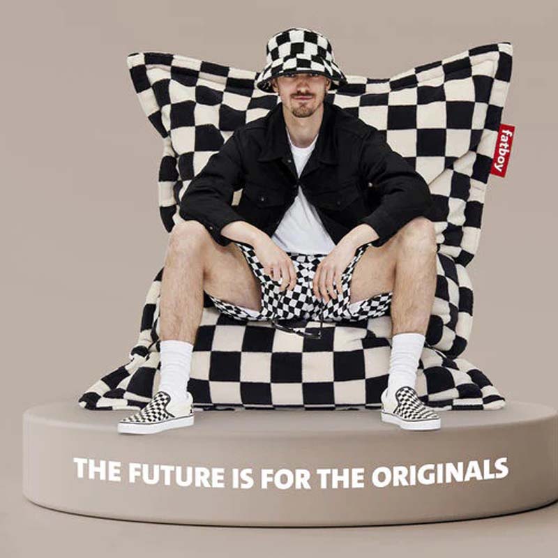Original Slim Beanbag Chair by Fatboy, showing original slim beanbag chair in live shot.
