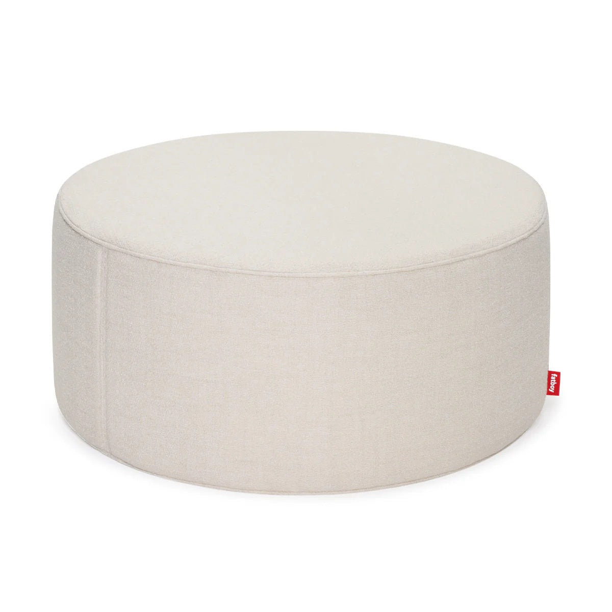 Pfffh Recycled Boucle Ottoman by Fatboy, showing front view of pfffh recycled boucle ottoman.