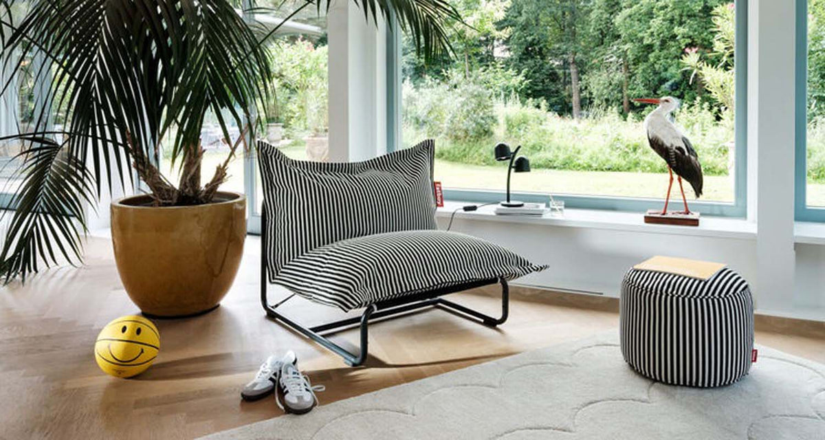 Original Slim Beanbag Chair by Fatboy, showing original slim beanbag chair in live shot.