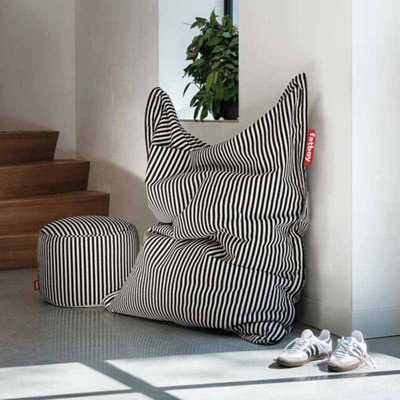 Original Slim Beanbag Chair by Fatboy, showing original slim beanbag chair in live shot.