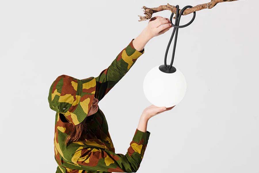 Bolleke Hanging Lamp by Fatboy, showing bolleke hanging lamp in live shot.