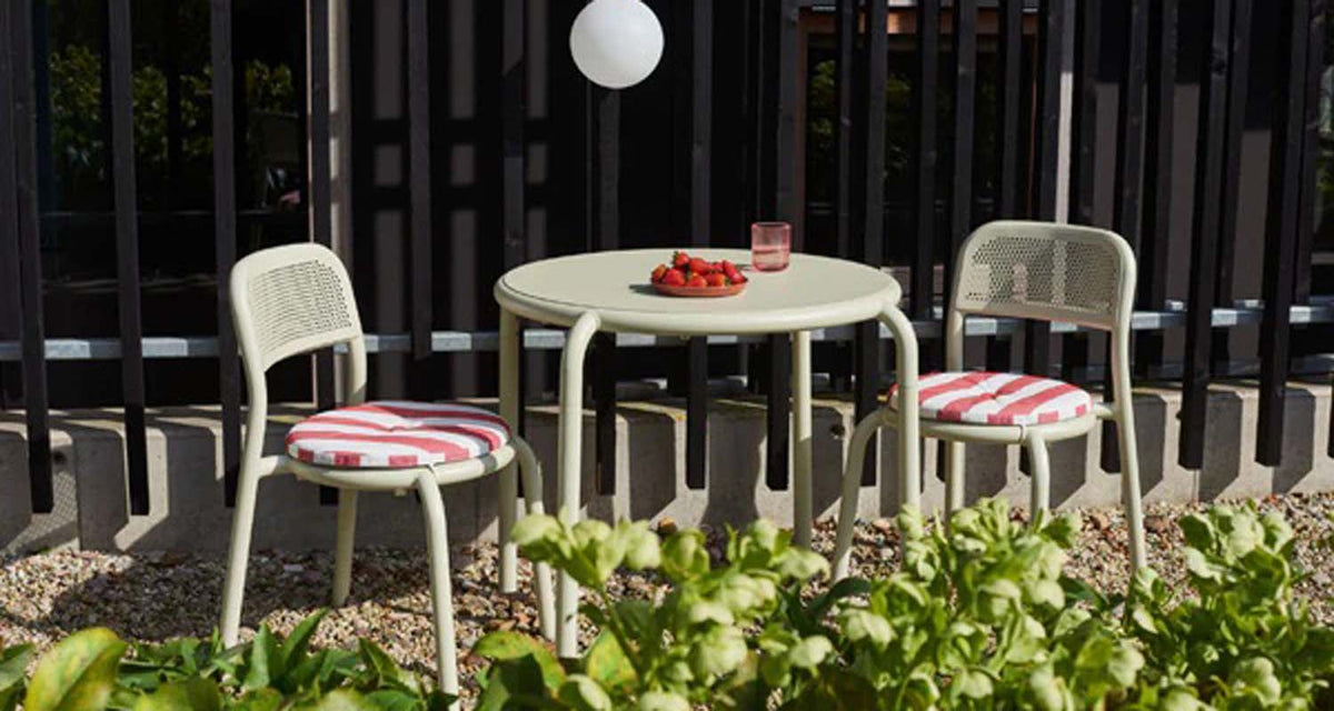Toni Bistreau Outdoor Table by Fatboy, showing toni bistreau outdoor table in live shot.
