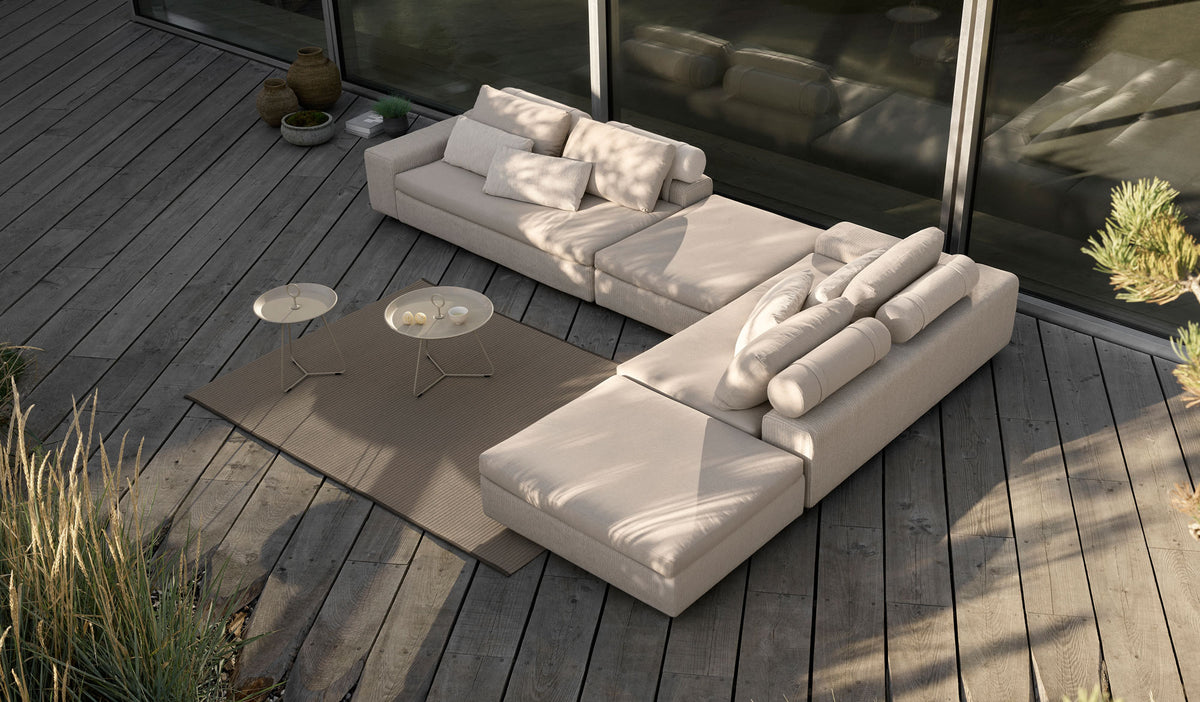 Field Outdoor Rug by Houe, showing field outdoor rug in live shot.