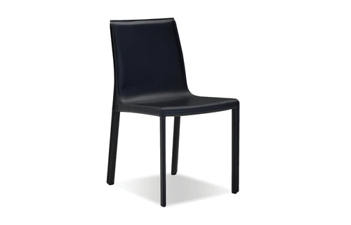 Fleur Dining Chair by Mobital - Black Leather.