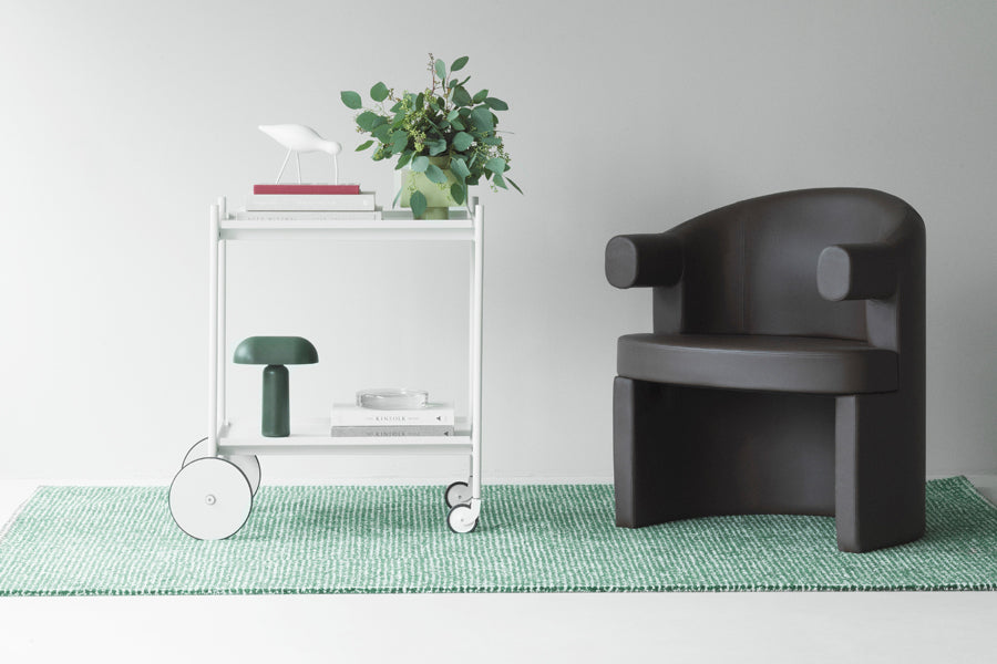 Flick Rug by Normann Copenhagen, showing flick rug in live shot.