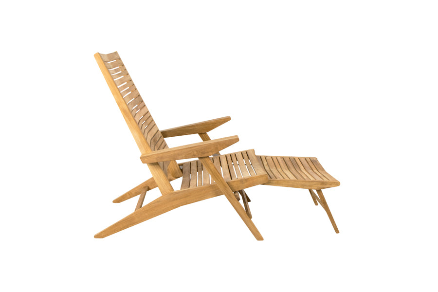 Flip Deck Chair by Cane-Line, showing side view of flip deck chair in none/teak.
