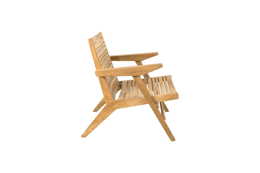 Flip Lounge Chair by Cane-Line, showing side view of flip lounge chair in none/teak.