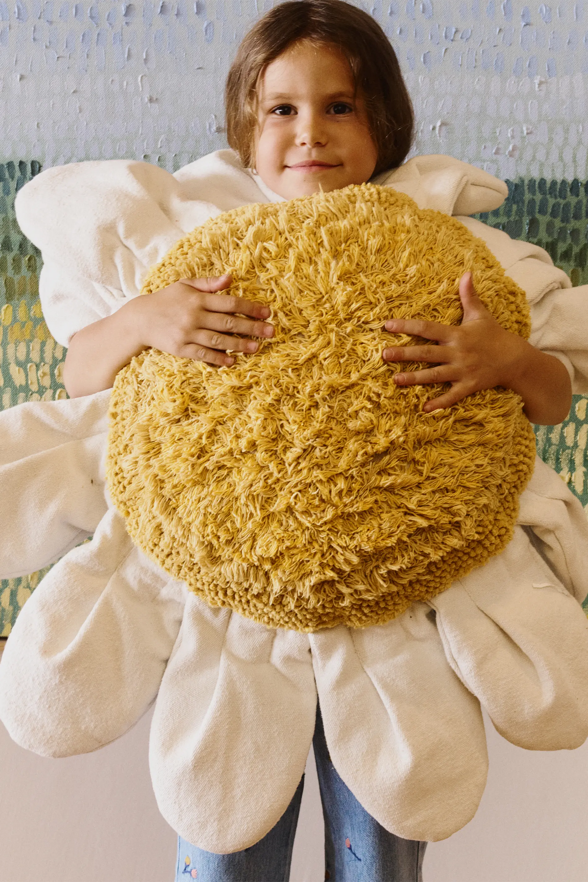 Floor Cushion White Daisy by Lorena Canals