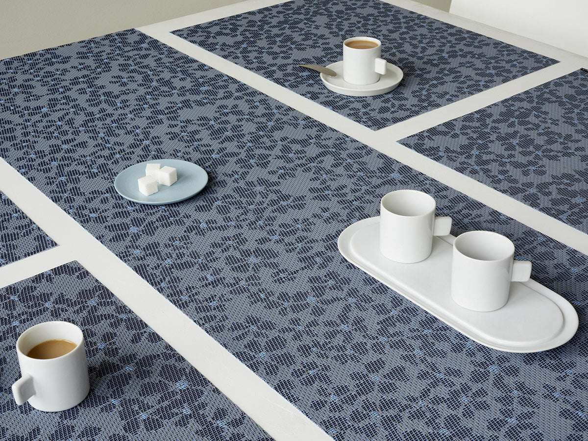 Flora Placemat by Chilewich, showing closeup view of flora placemats in live shot.