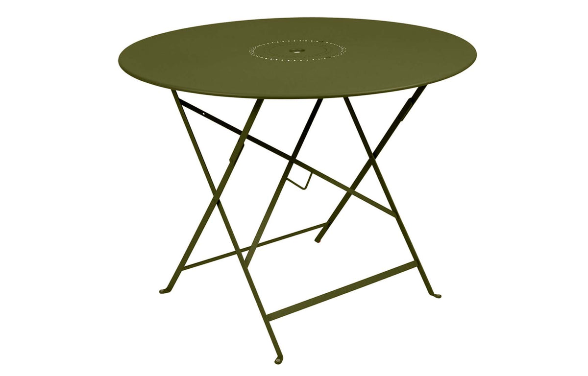 Floreal Perforated Round Tables by Fermob - 38", Pesto.