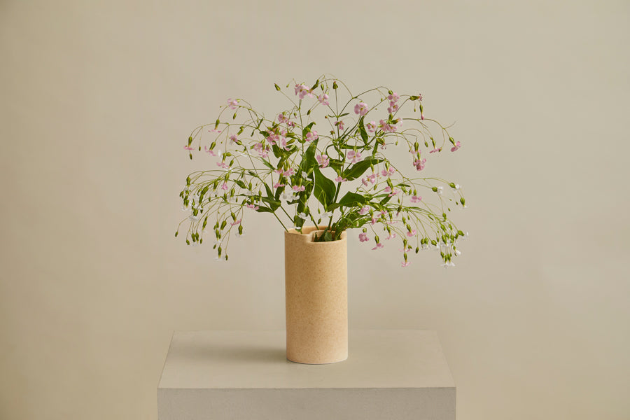 Flowr Vase by Woud, showing flowr vase in live shot.