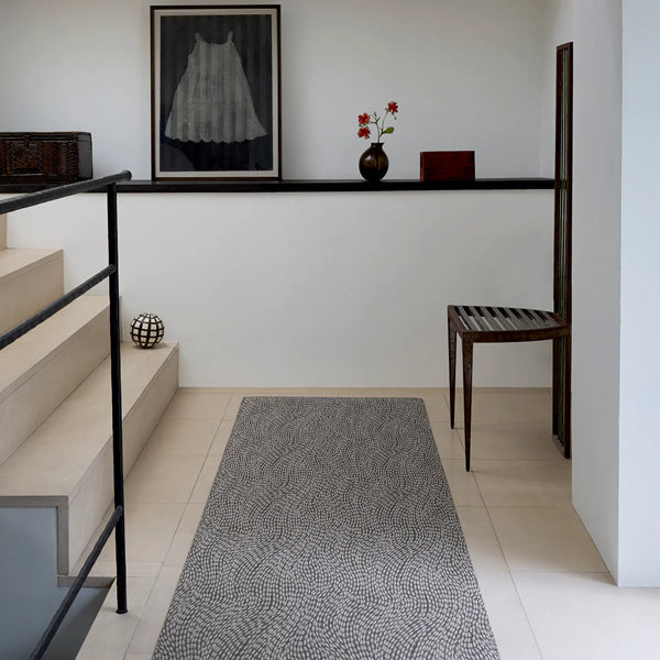 Flutter Woven Floor Rug by Chilewich, showing flutter woven floor rug in live shot.