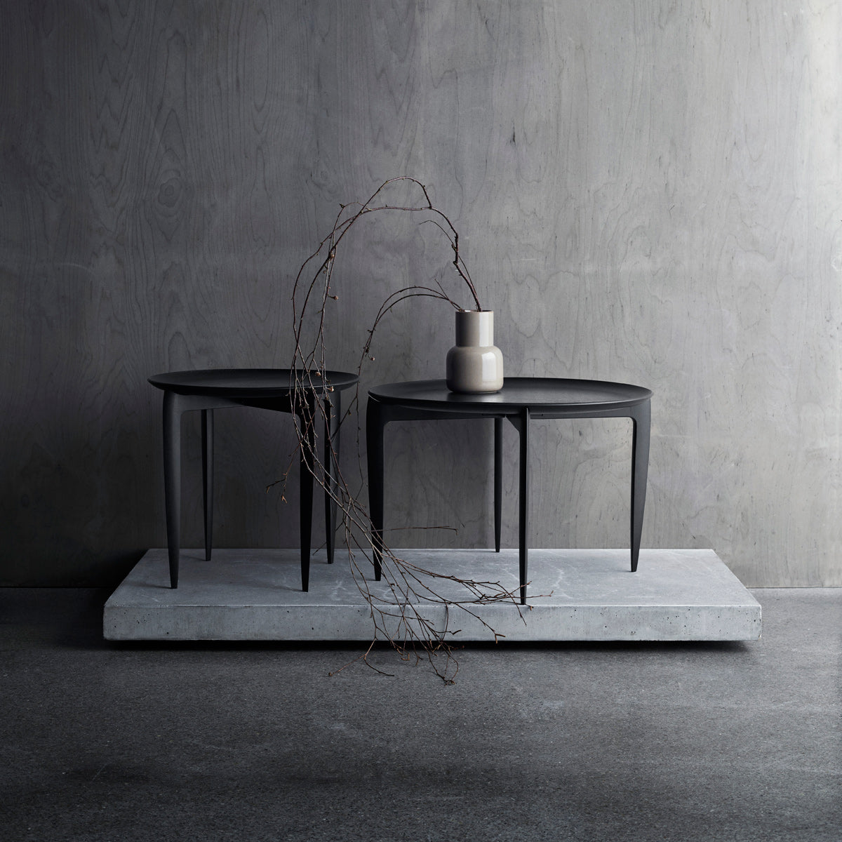 Foldable Tray Table by Fritz Hansen, showing foldable tray tables in live shot.