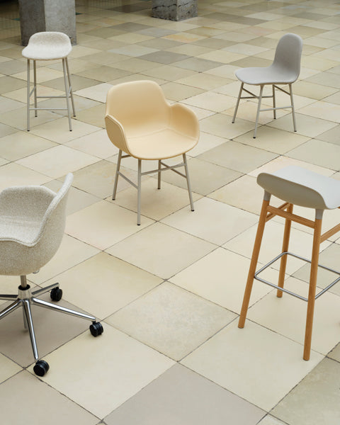 Form 34" High Barstool by Normann Copenhagen, showing form 34" high barstools in live shot.