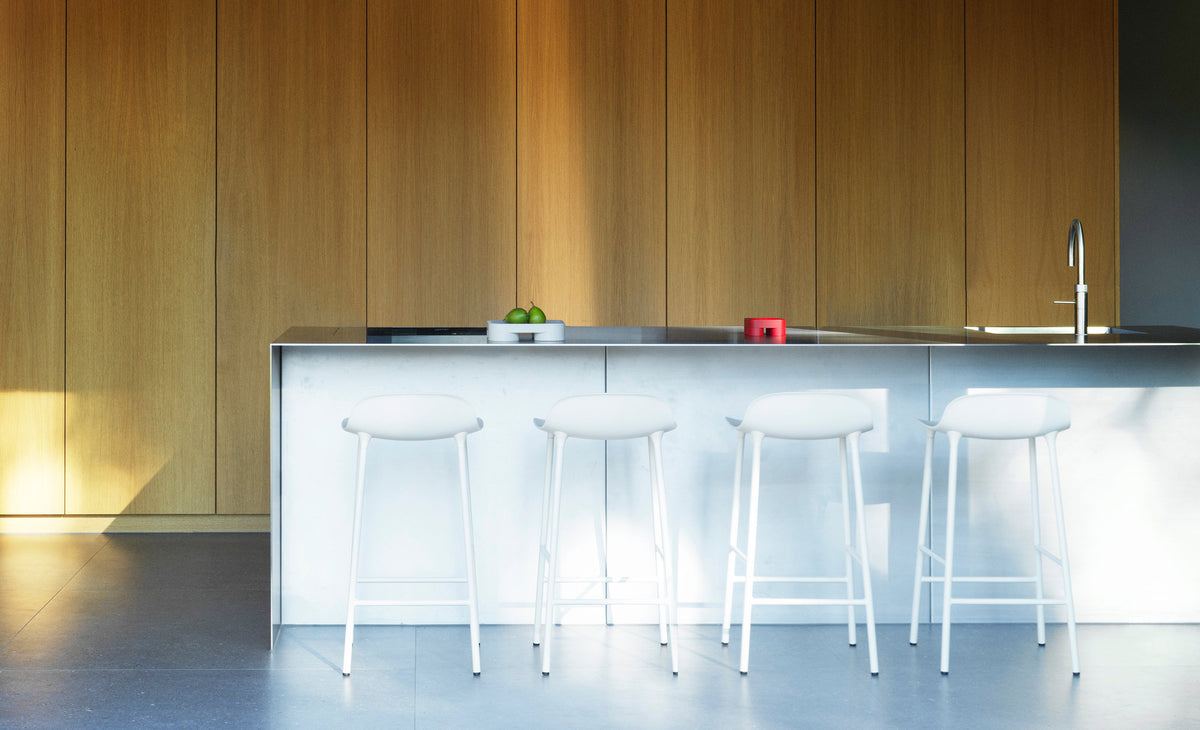 Form 34" High Barstool by Normann Copenhagen, showing form 34" high barstools in live shot.