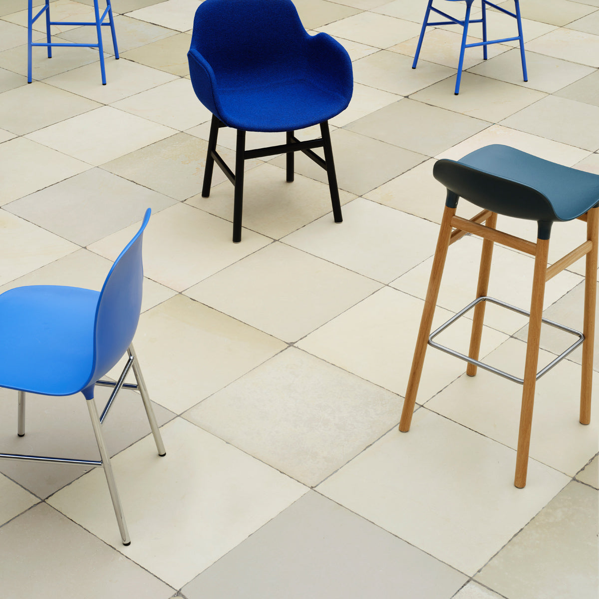 Form 34" High Barstool by Normann Copenhagen, showing form 34" high barstool in live shot.