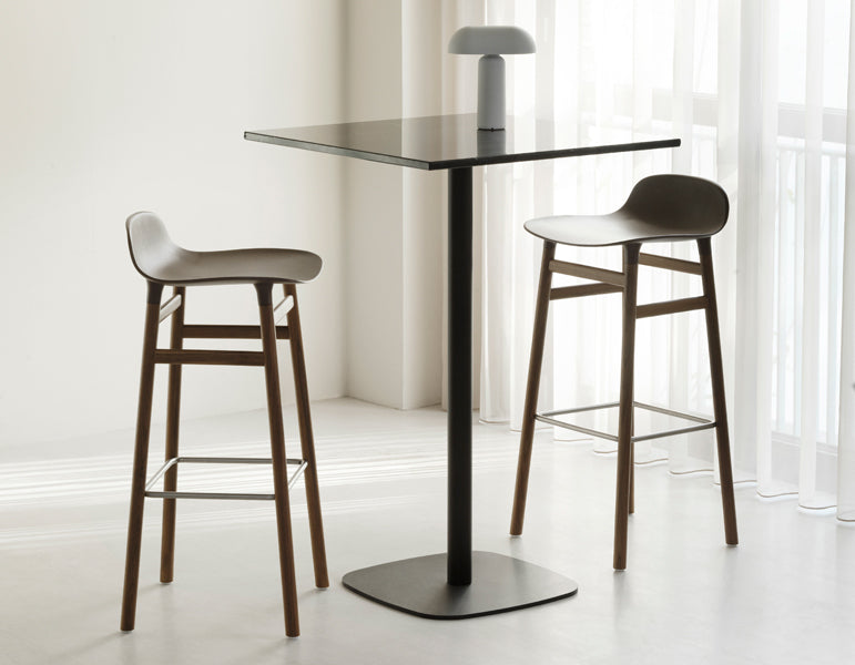 Form 34" High Barstool by Normann Copenhagen, showing form 34" high barstools in live shot.