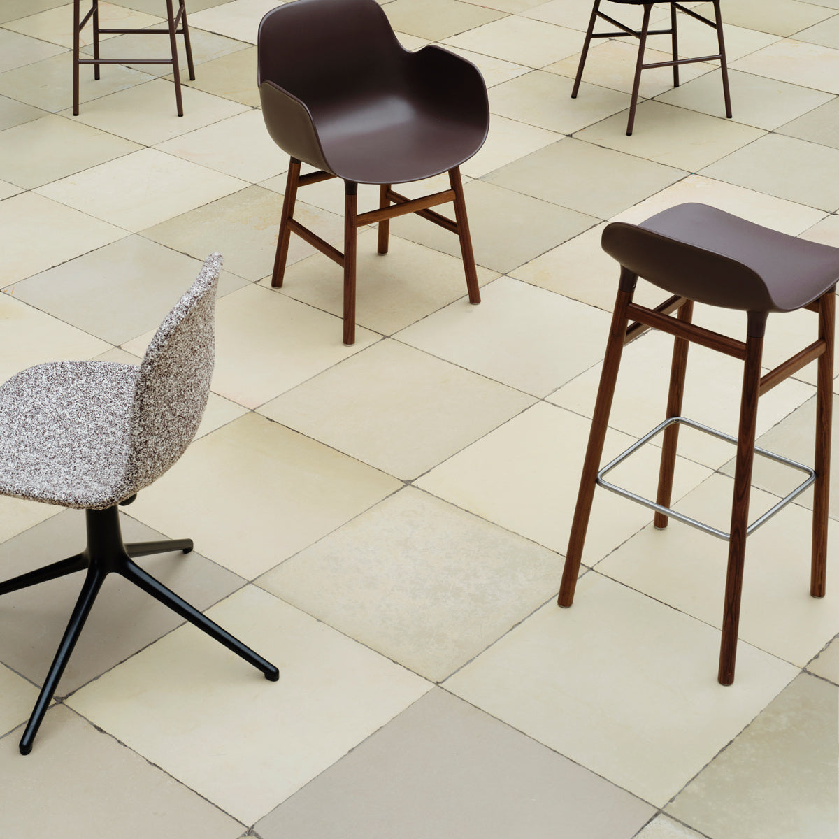 Form Full Upholstery Swivel Chair by Normann Copenhagen, showing closeup view of form full upholstery swivel chair in live shot.