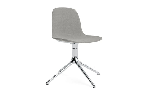 Form Full Upholstery Swivel Chair by Normann Copenhagen - Armless without Wheels, Aluminum Legs, Group 2.