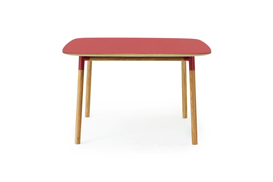 Form Table by Normann Copenhagen, showing front view of form table in square/red linoleum.