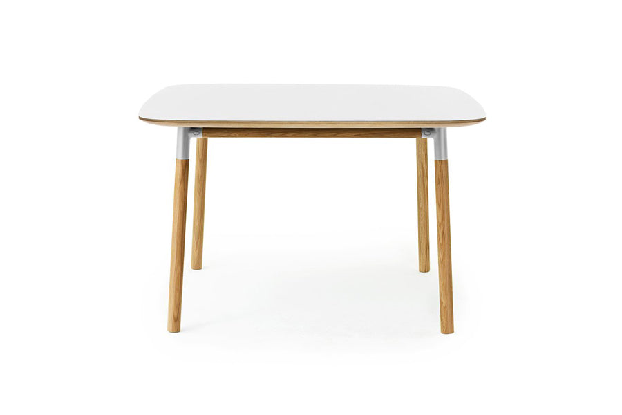 Form Table by Normann Copenhagen, showing front view of form table in square/white laminated.