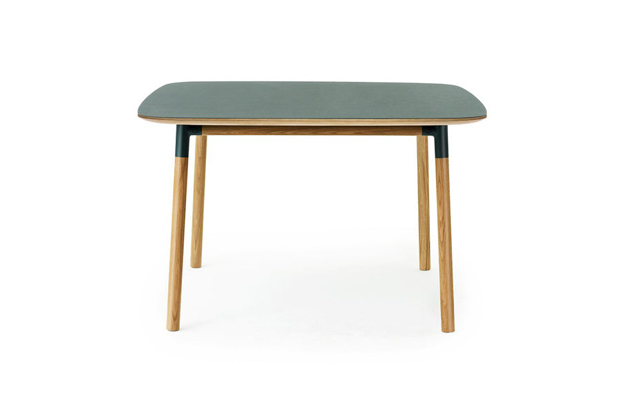 Form Table by Normann Copenhagen, showing front view of form table in square/green linoleum.